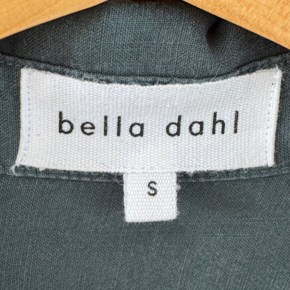 Bella Dahl Tencel Tunic Shirtdress Small Hunter Green Long Sleeve Roll Tab Soft - Picture 5 of 6